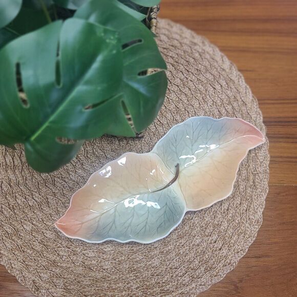 Vintage Royal Winton Orange & Green double leaf dish made in England - Picture 4 of 8